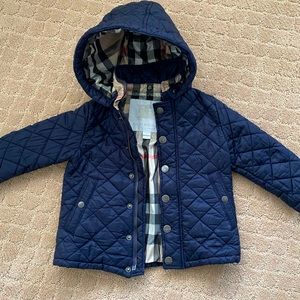 COPY - Baby Burberry Quilted Nylon Hooded Coat Jacket navy size 12 months